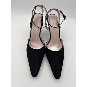 Women’s Vincci Size 7 Black Satin & Lace Strappy Heels